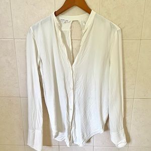 HELMUT LANG Mandarin Collar Button Up Tie Back Blouse Size Medium